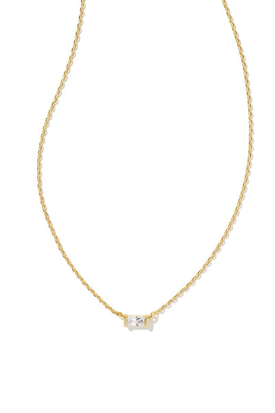 Juliette Gold Pendant Necklace in White Crystal