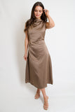 Allie Satin Midi Dress // mocha