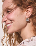 Lee Luxe Drop Earrings in Gold Light Blue CZ