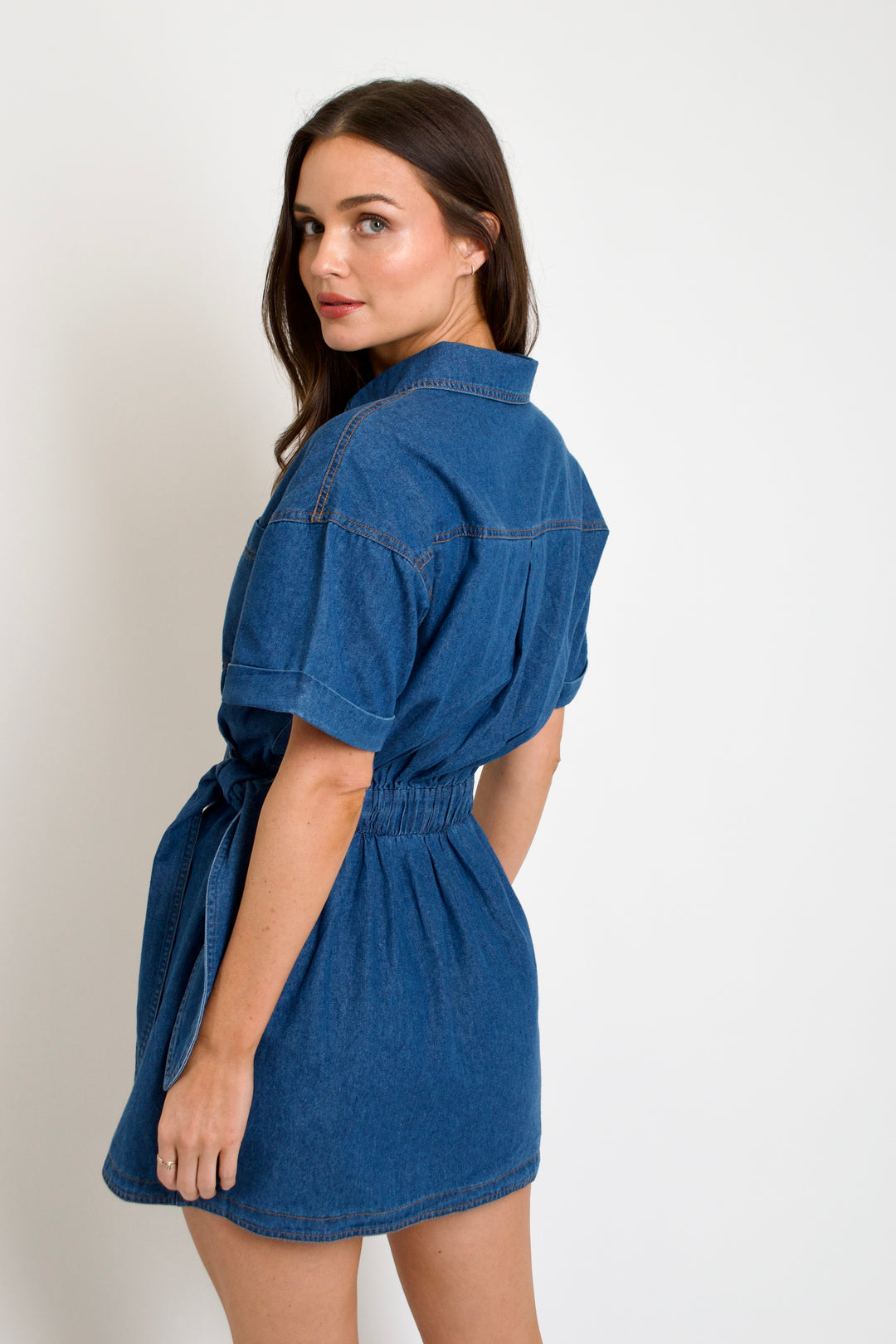 Denim Wrap Skirt Mini Dress