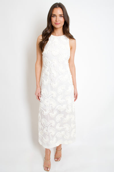 Embroidered Shell Midi Dress