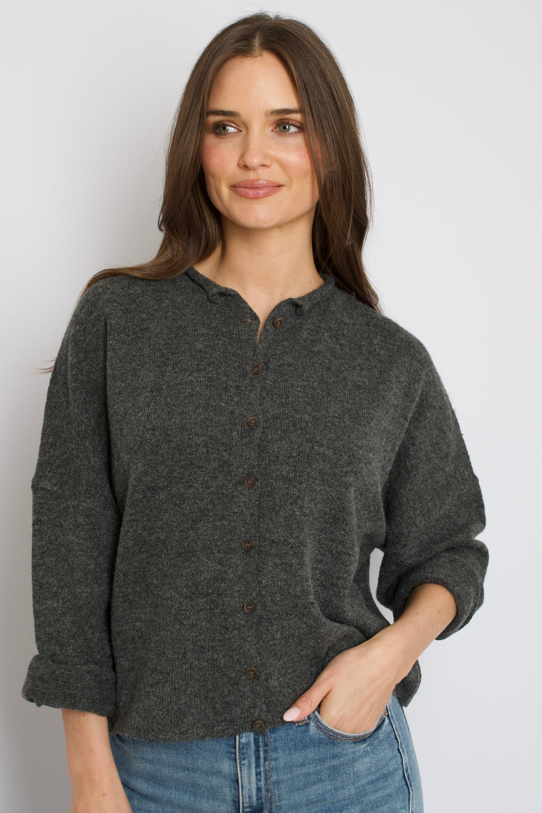Lizzy Button Cardigan // charcoal