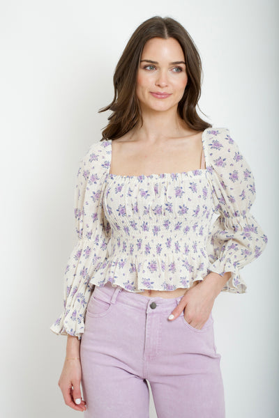 Lilac Linen Top