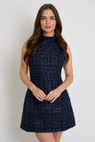 Darcy Navy Tweed Mini Dress
