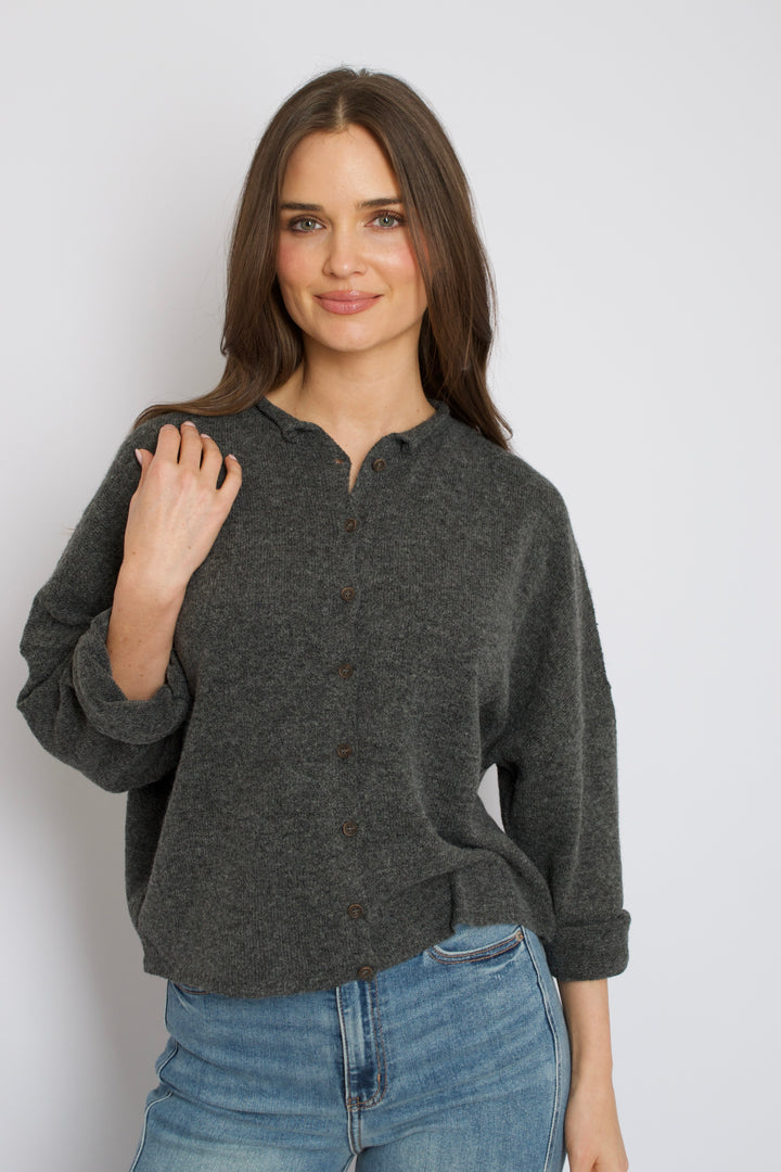 Lizzy Button Cardigan // charcoal