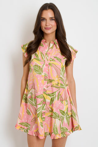 Nicole Tropical Shirt Dress