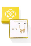 Krista Bow Necklace and Aston Earrings Gift Set - Gold
