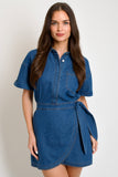 Denim Wrap Skirt Mini Dress