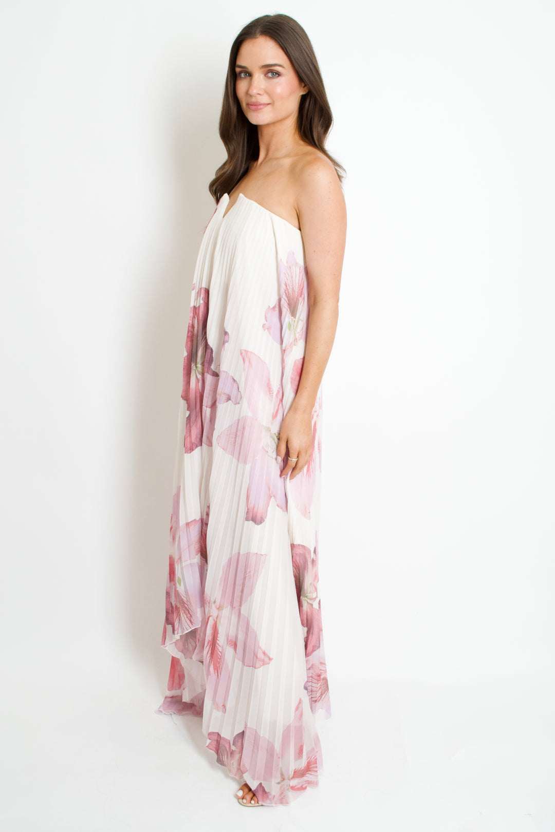 Laelia Orchid Pleated Midi Dress