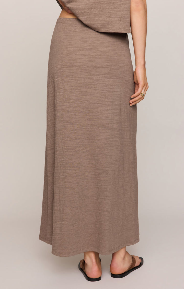 Delavine Textured Midi Skirt // iced coffee