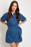 Denim Wrap Skirt Mini Dress