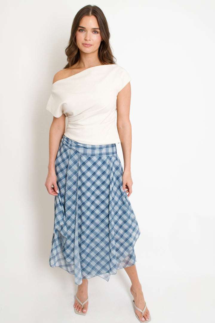 Hana Draped Shoulder Top // ivory