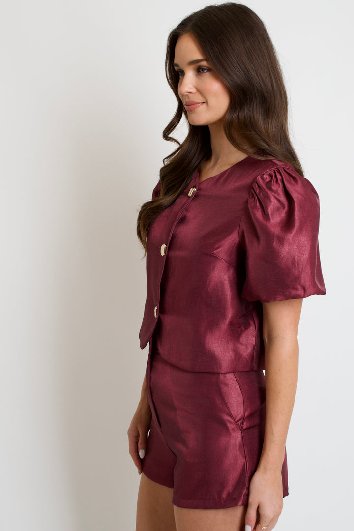 Chloe Satin Shorts // plum