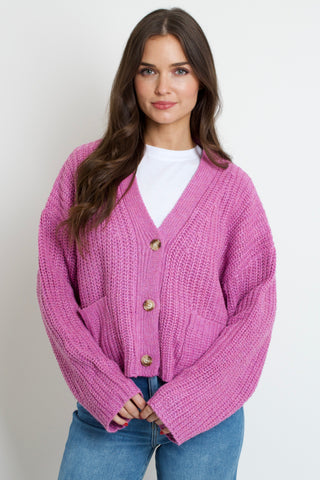 Loop Knit Cardigan // fuschia purple