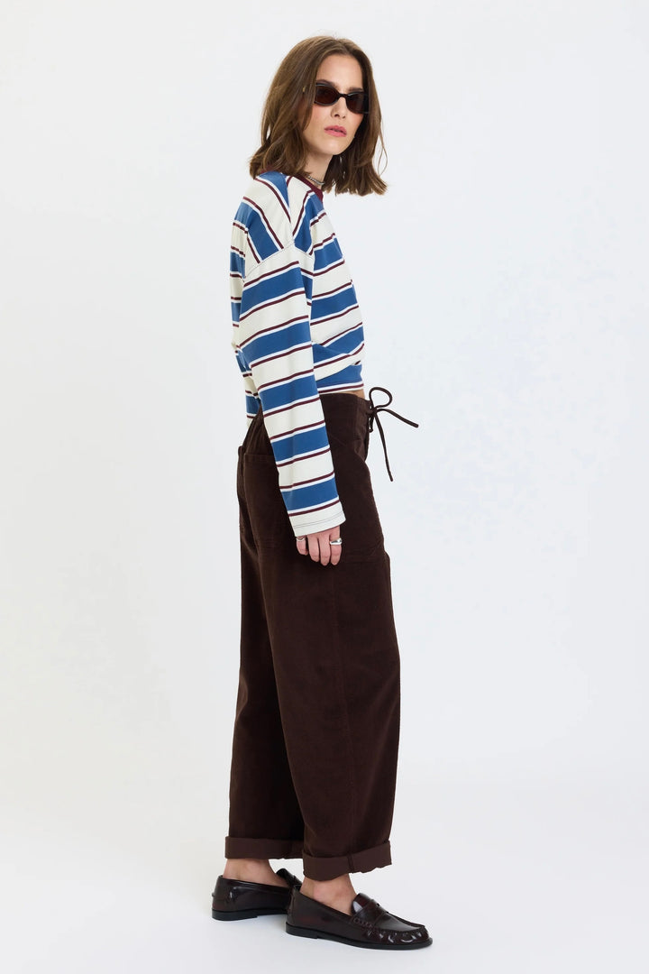 DAZE // Villa Drawstring Barrel Leg Pant in Chocolate