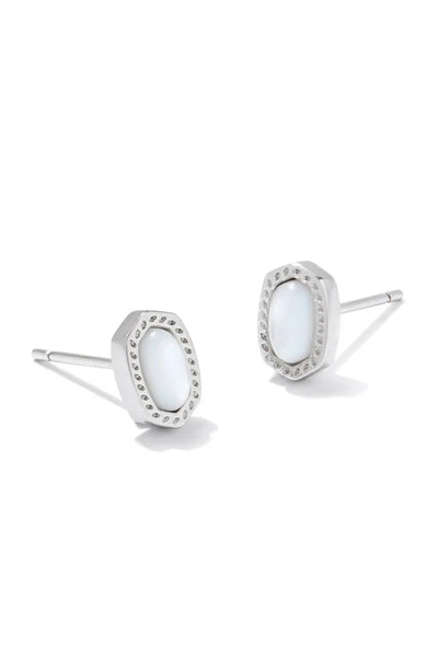 Mini Ellie Silver Stud Earrings in Ivory Mother-of-Pearl
