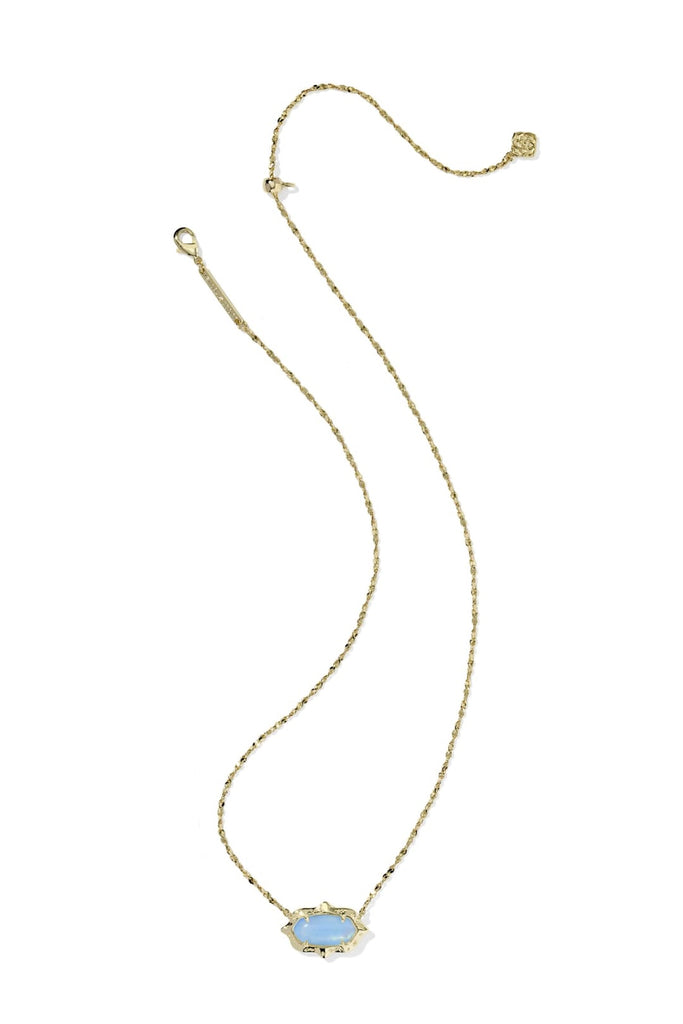 Elisa Scallop Frame Necklace in Gold Sky Blue Iridescent Abalone