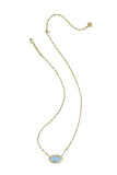Elisa Scallop Frame Necklace in Gold Sky Blue Iridescent Abalone
