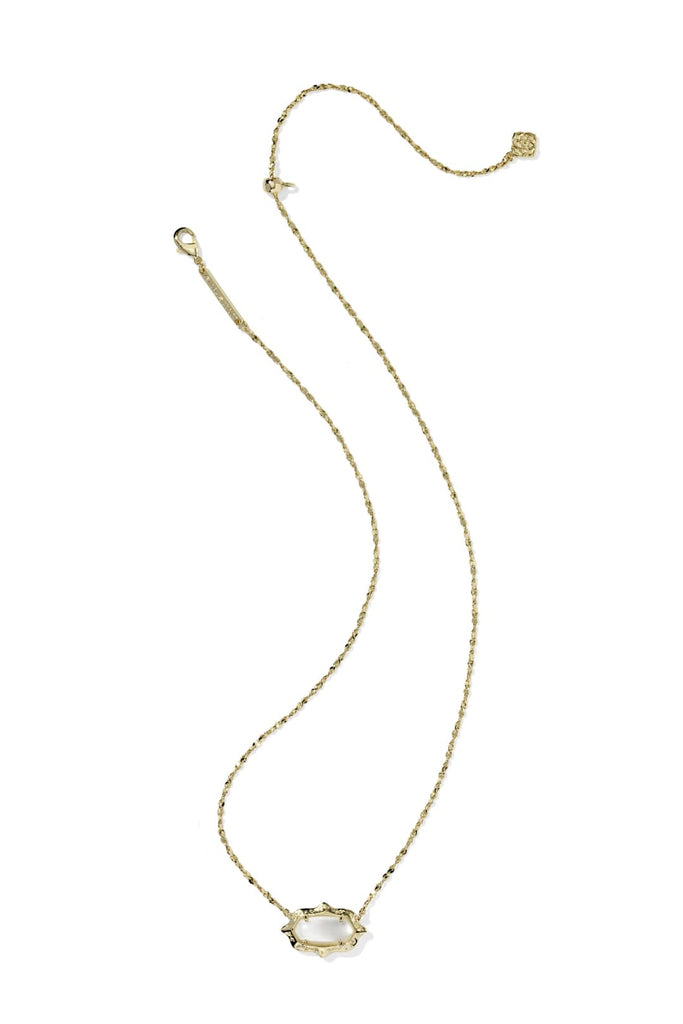 Elisa Scallop Frame Necklace in Gold Natural Mop