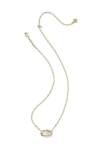 Elisa Scallop Frame Necklace in Gold Natural Mop