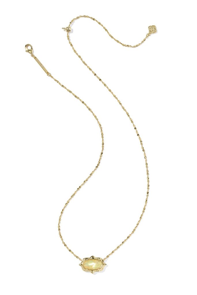 Elisa Scallop Frame Necklace in Yellow Iridescent Abalone