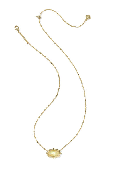 Elisa Scallop Frame Necklace in Yellow Iridescent Abalone