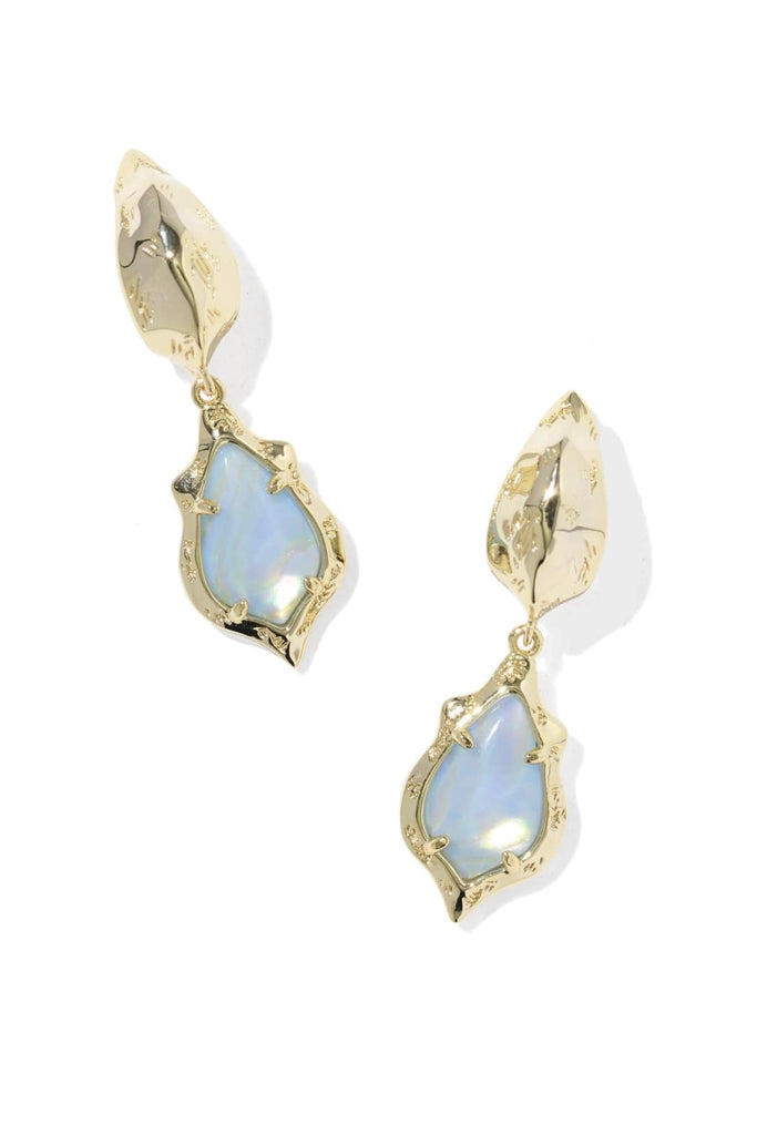 Adriana Scallop Frame Huggie in Sky Blue Iridescent Abalone