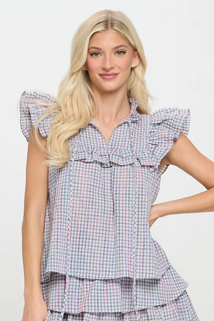 Aegean Plaid Top