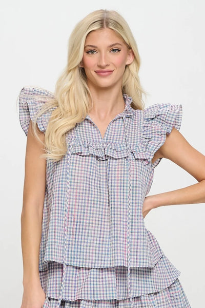 Aegean Plaid Top