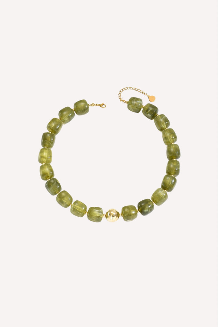 Acrylic Beaded Necklace // olive