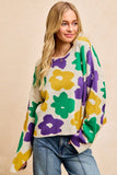 Floral Mardi Gras Sweater