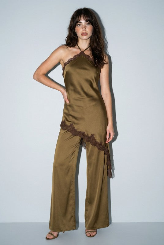 Sloane Satin Lace Jumpsuit
