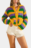 Mardi Gras Classic Stripe Cardigan
