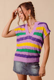 Lavender Stripe Knit Top