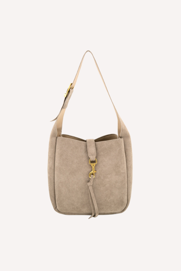 Mae Suede Buckle Bag // taupe