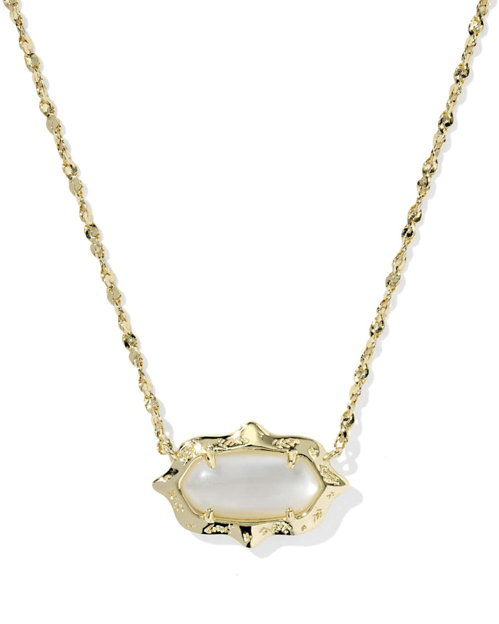 Elisa Scallop Frame Necklace in Gold Natural Mop