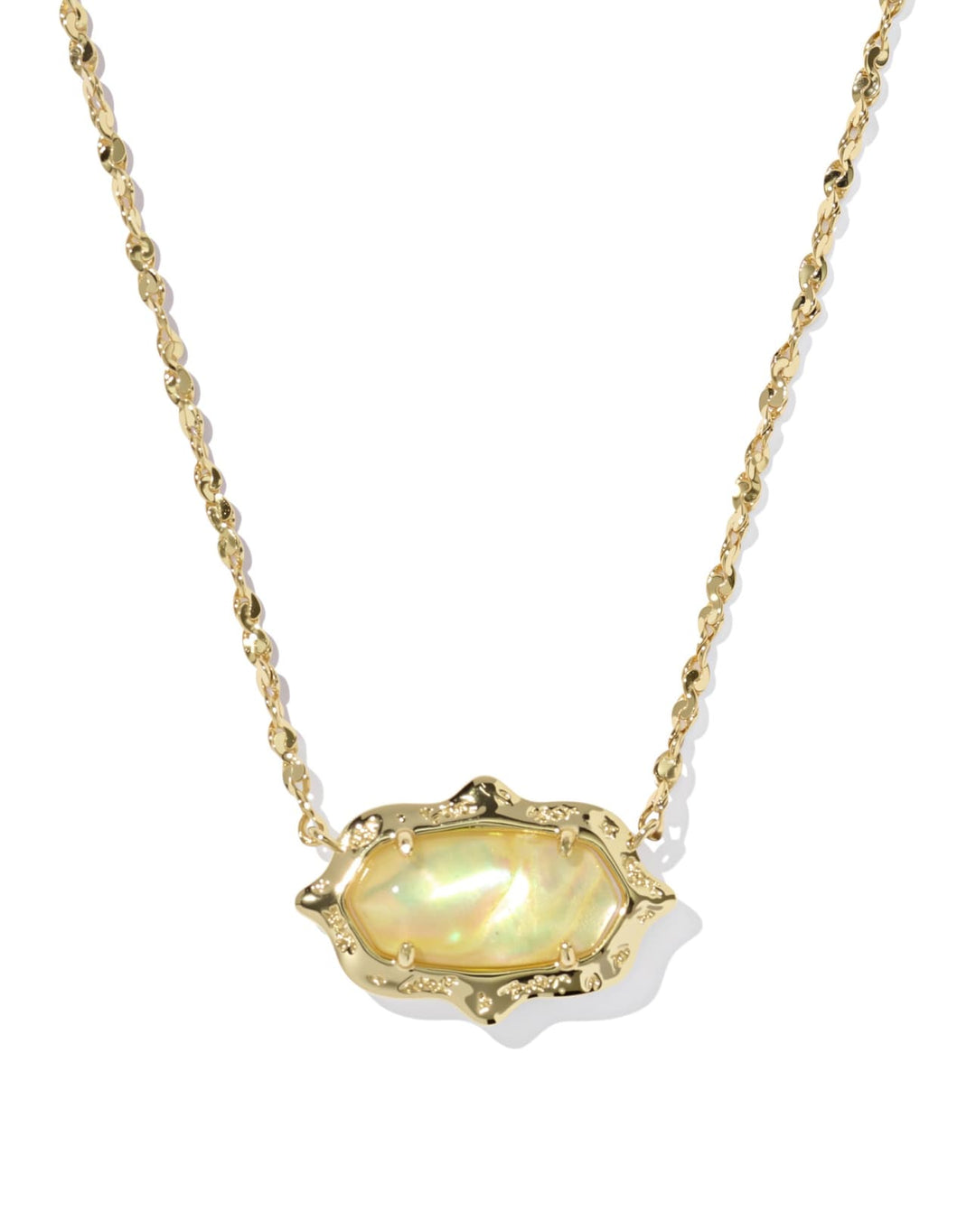 Elisa Scallop Frame Necklace in Yellow Iridescent Abalone