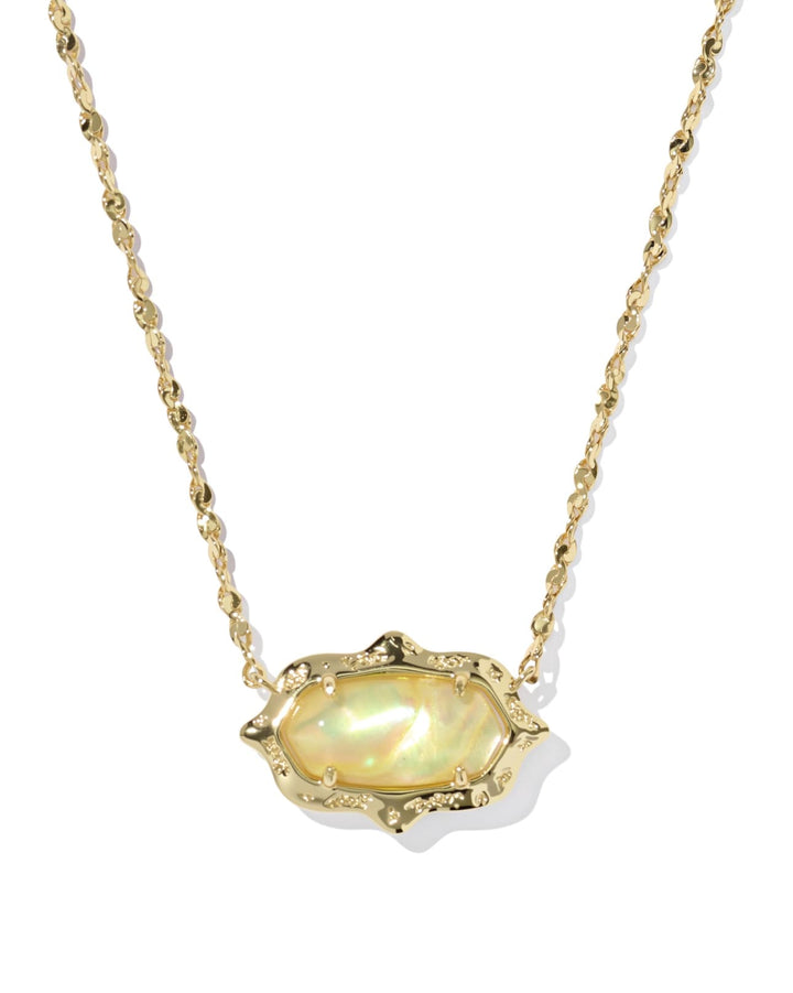 Elisa Scallop Frame Necklace in Yellow Iridescent Abalone