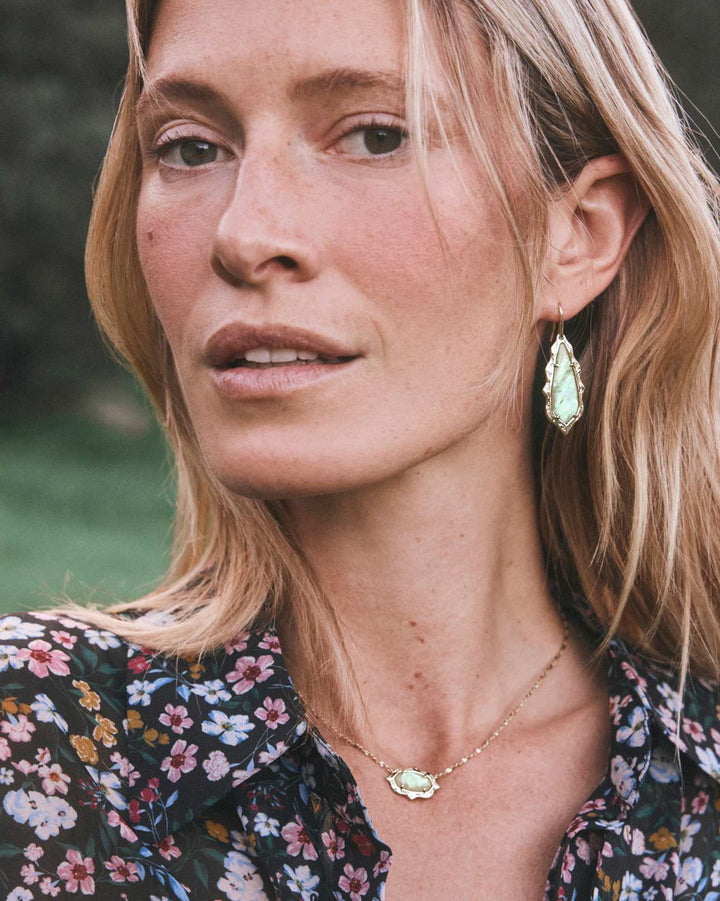 Elisa Scallop Frame Necklace in Yellow Iridescent Abalone