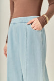 Elastic Waist Pintuck Denim