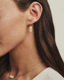 Lee Luxe Drop Earring in Gold White CZ