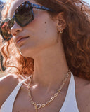 Elisa Toggle Link and Chain Necklace - Gold White CZ