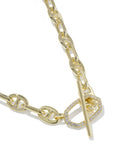 Elisa Toggle Link and Chain Necklace - Gold White CZ