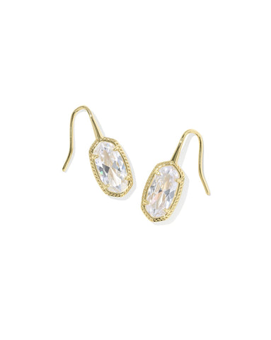 Lee Luxe Drop Earring in Gold White CZ