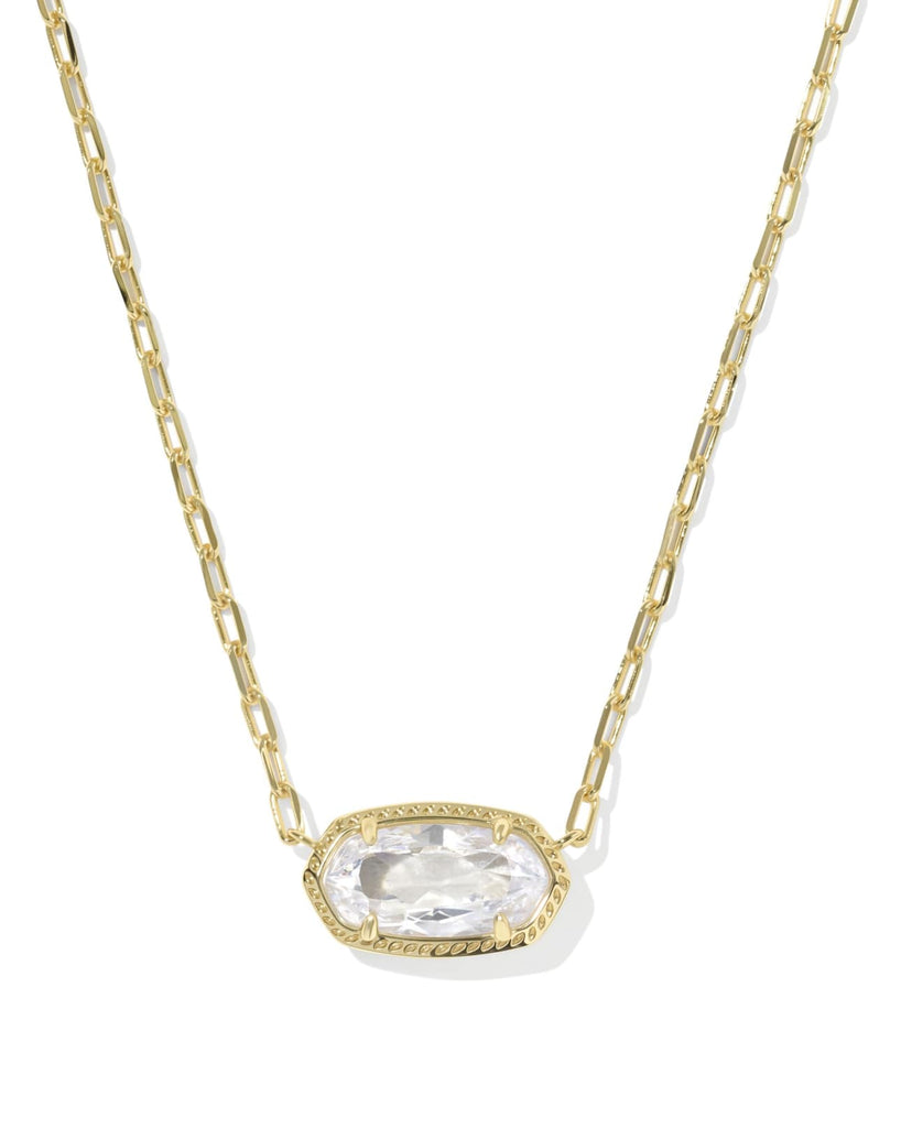 Elisa Luxe Pendent Necklace in Gold White CZ