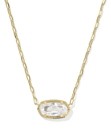 Elisa Luxe Pendent Necklace in Gold White CZ