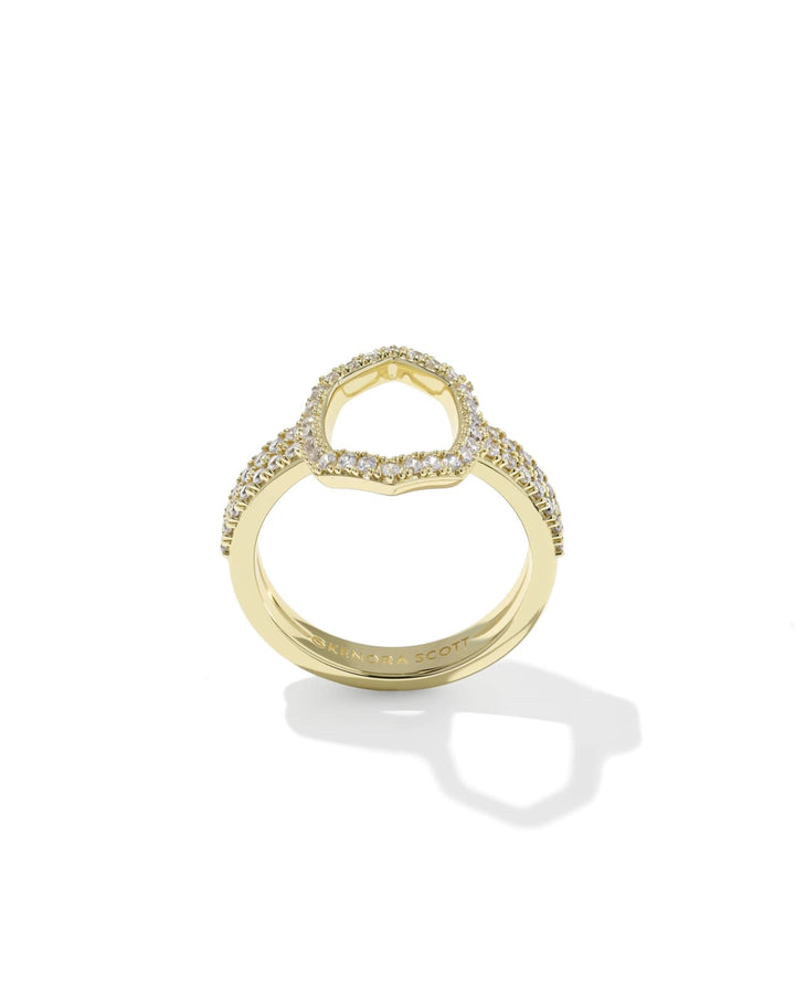 Daphne Pave Cocktail Ring in Gold White CZ