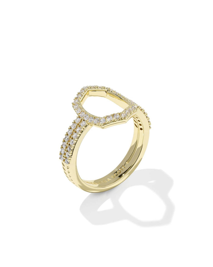 Daphne Pave Cocktail Ring in Gold White CZ
