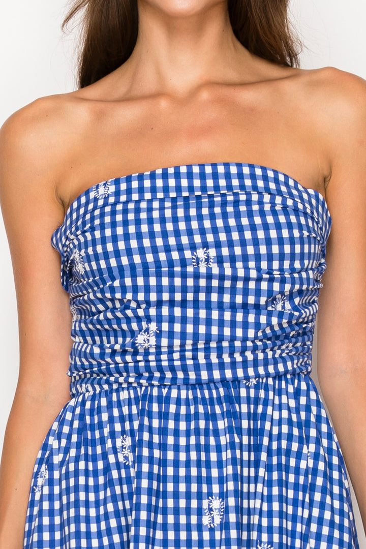 Santorini Gingham Midi Dress