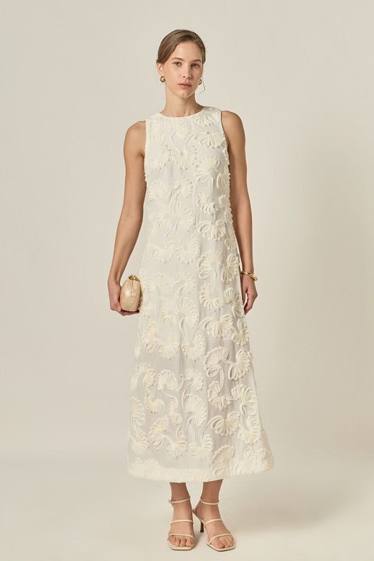 Embroidered Shell Midi Dress